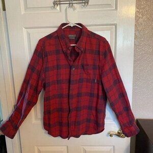Eddie Bauer Flannel Shirt Mens Size XL Red/Blue Plaid